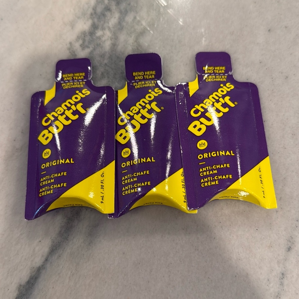 NWT 3 Chamois Butt'r Anti-Chafe Cream Packets